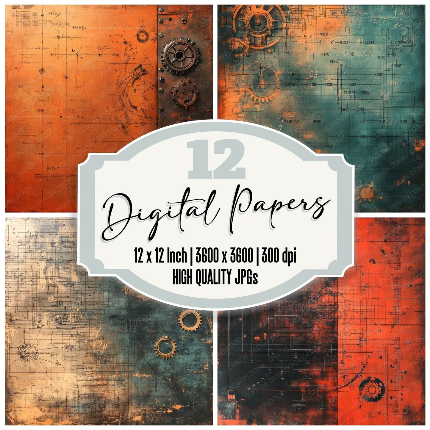 Oxide Blueprint Gears Digital Paper Pack (DDD002857)