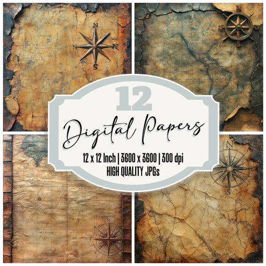 Oxidized Map Script Digital Paper Pack (DDD002861)