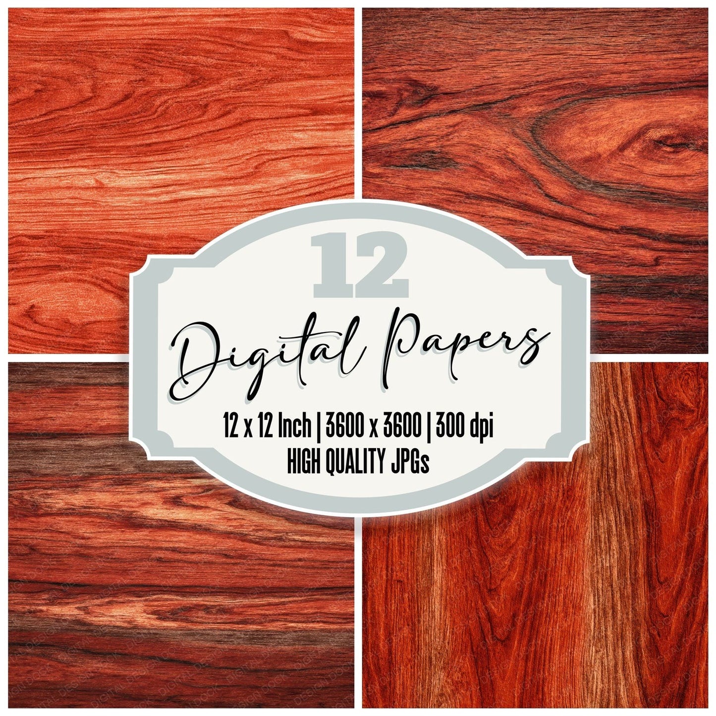 Padauk Orange Red Grain Digital Paper Pack (DDD002864)