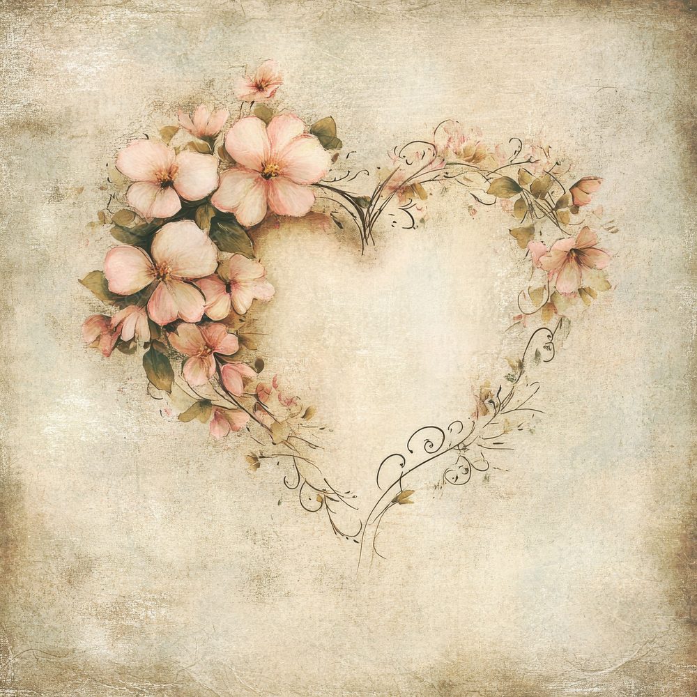 Painted Petal Heart Digital Paper Pack (DDD002868)