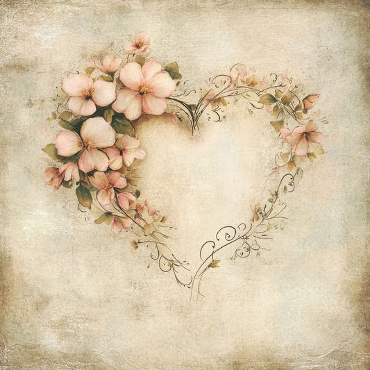 Painted Petal Heart Digital Paper Pack (DDD002868)