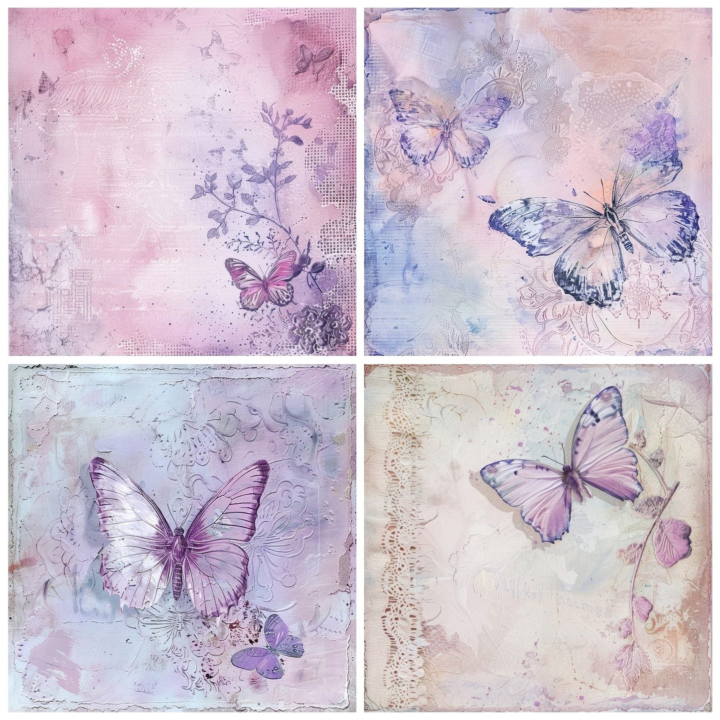 Pale Lavender Butterflies Digital Paper Pack (DDD002875)