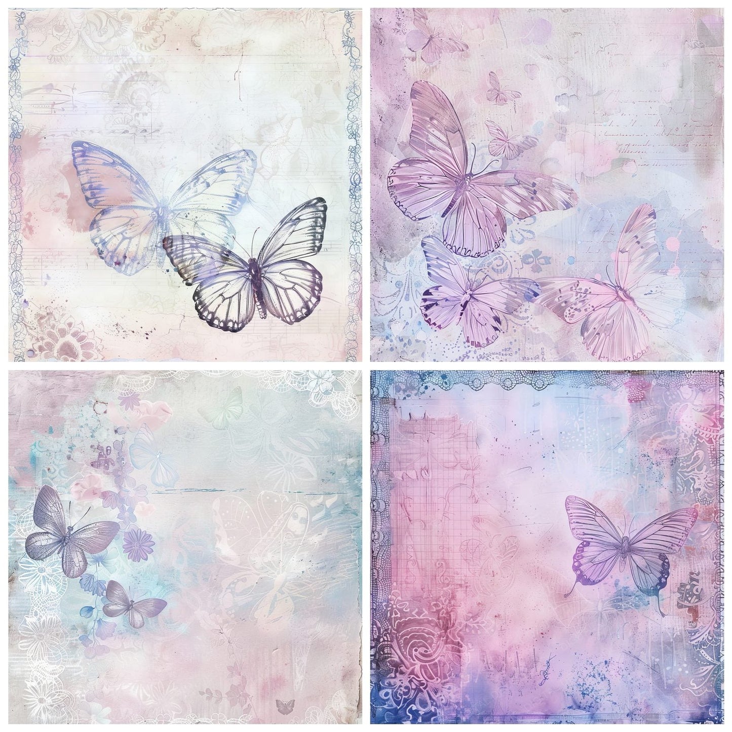 Pale Lavender Butterflies Digital Paper Pack (DDD002875)