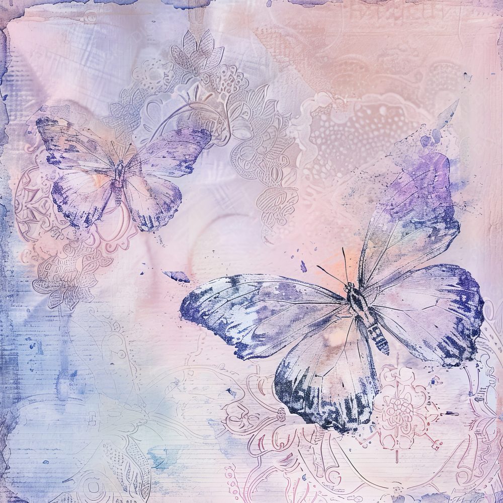 Pale Lavender Butterflies Digital Paper Pack (DDD002875)