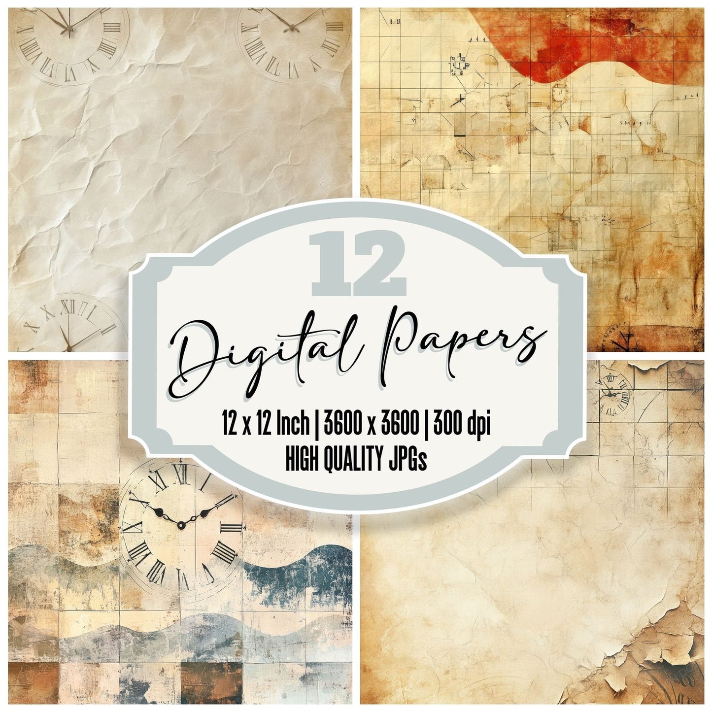 Paper Clock Fragment Drift Digital Paper Pack (DDD002882)