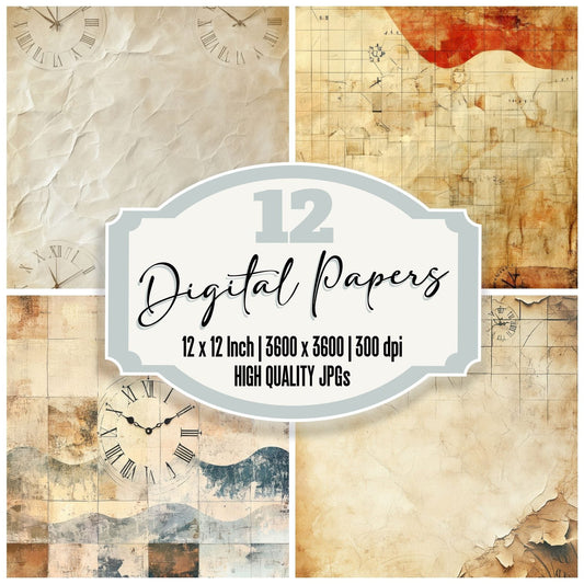 Paper Clock Fragment Drift Digital Paper Pack (DDD002882)