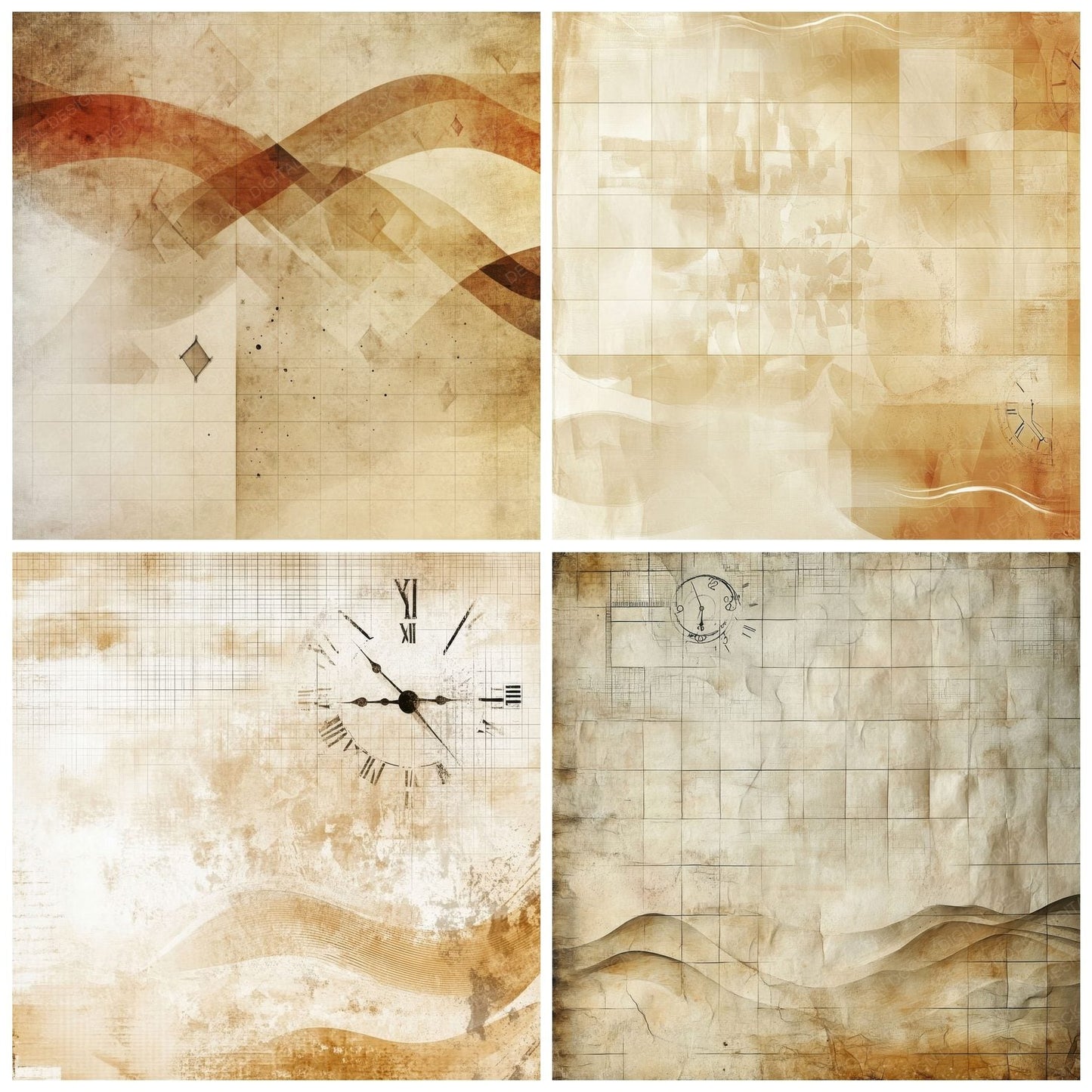 Paper Clock Fragment Drift Digital Paper Pack (DDD002882)