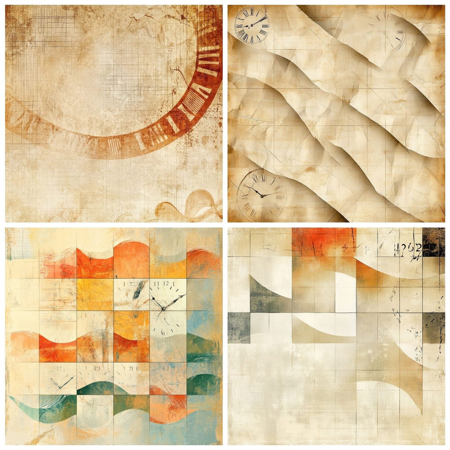 Paper Clock Fragment Drift Digital Paper Pack (DDD002882)