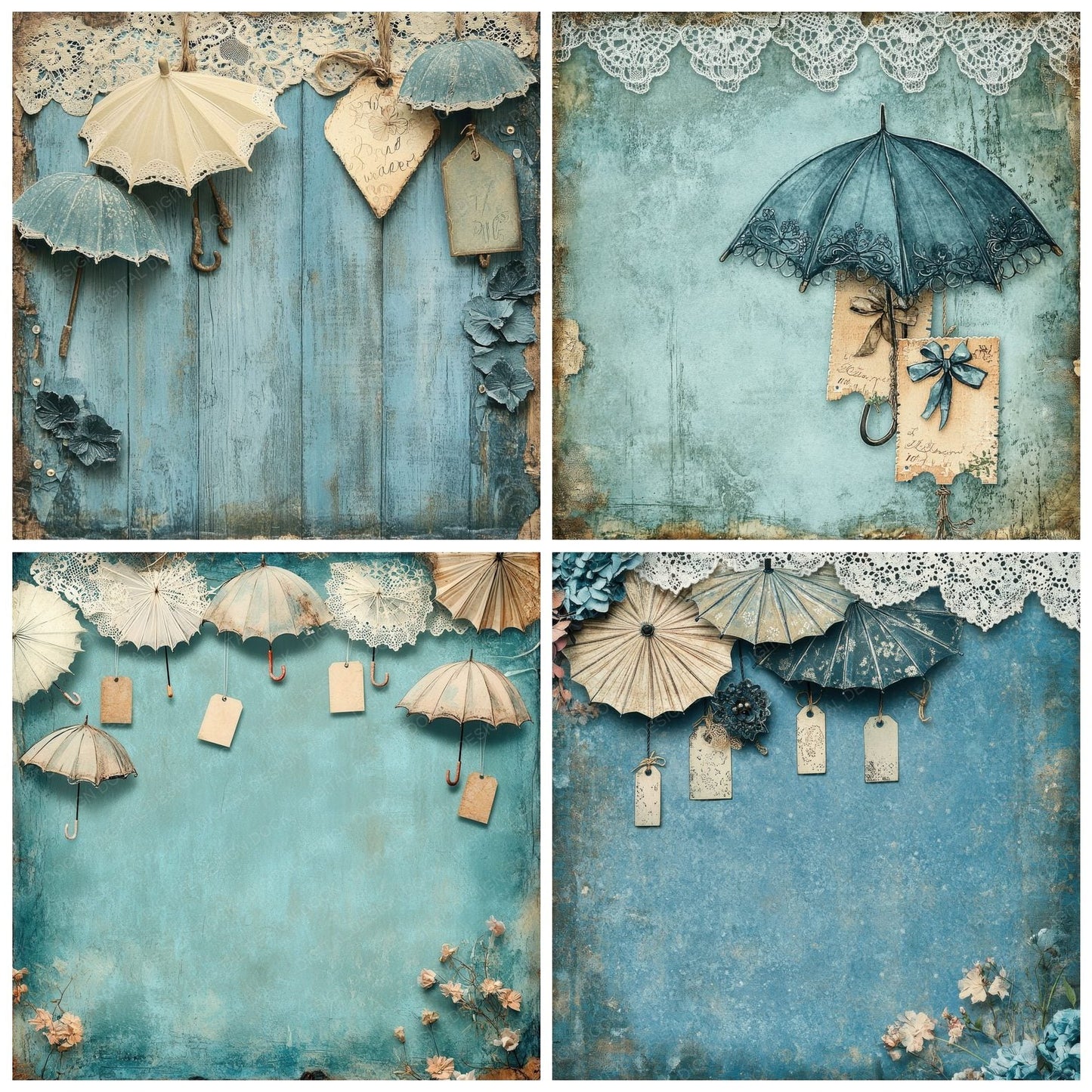 Parasol Blue Border Digital Paper Pack (DDD002888)