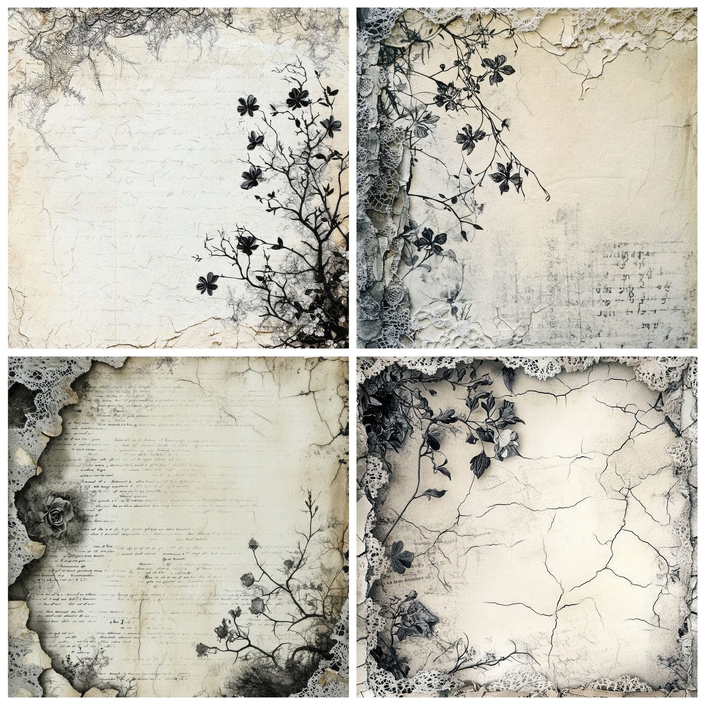 Parchment Lace Fragments Digital Paper Pack (DDD002890)