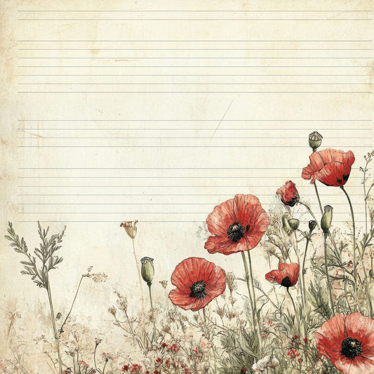 Parchment Poppy Lines Digital Paper Pack (DDD002891)