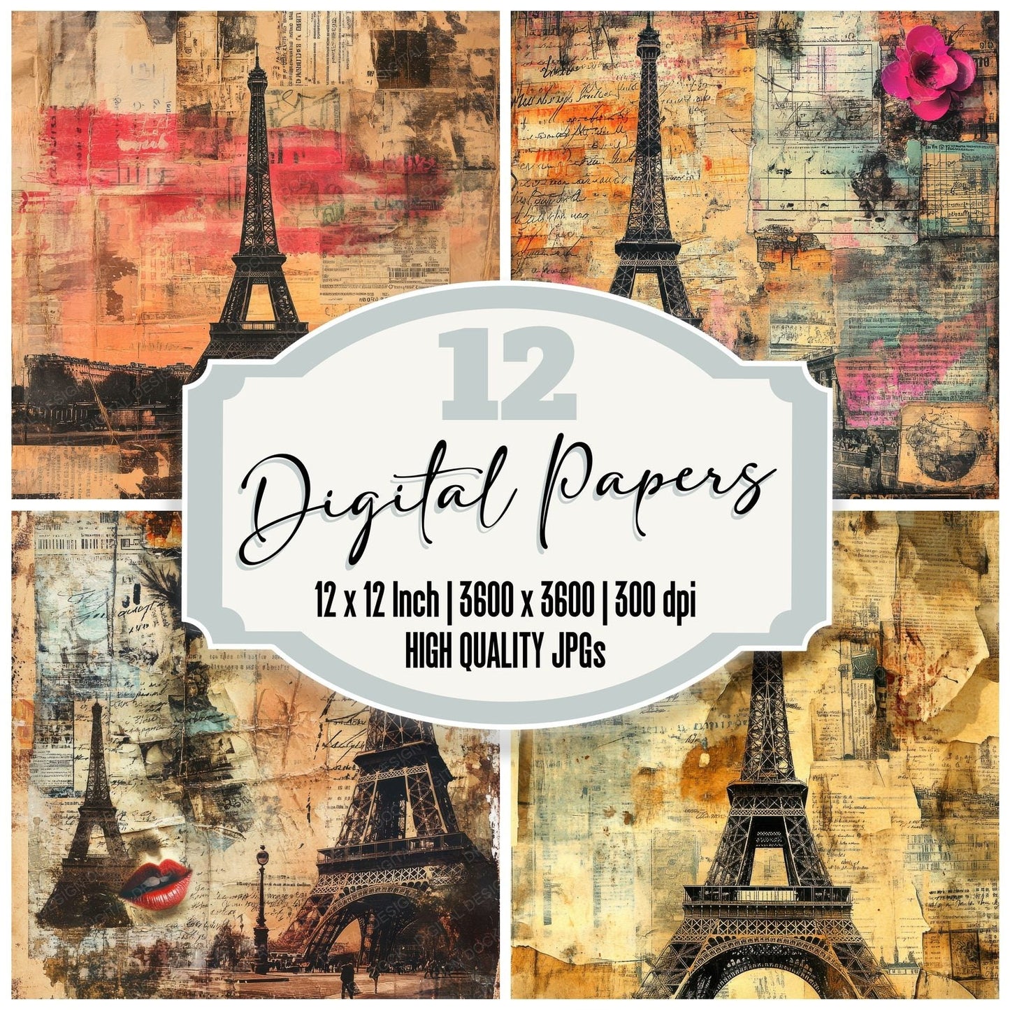 Paris Tower Café Digital Paper Pack (DDD002899)