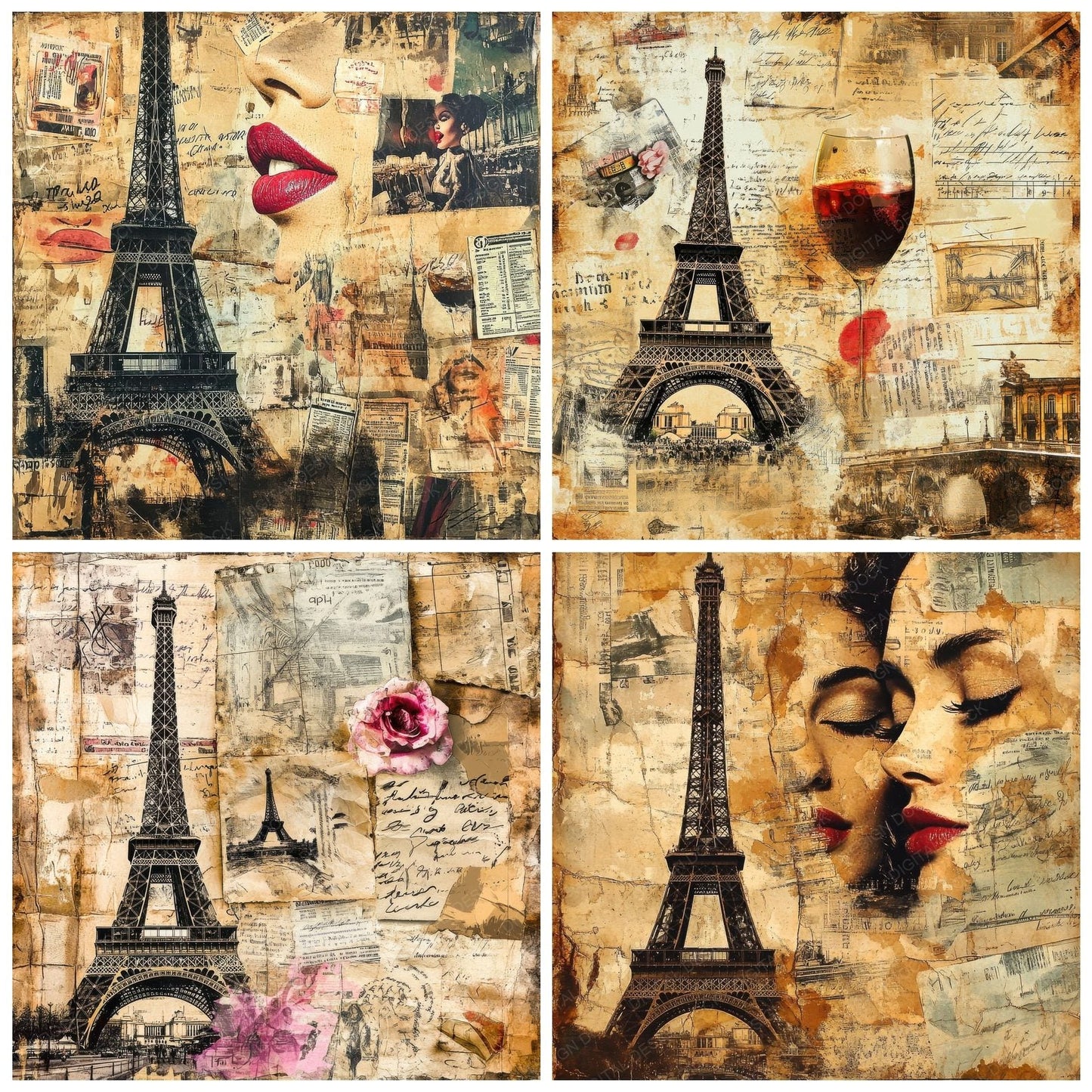 Paris Tower Café Digital Paper Pack (DDD002899)