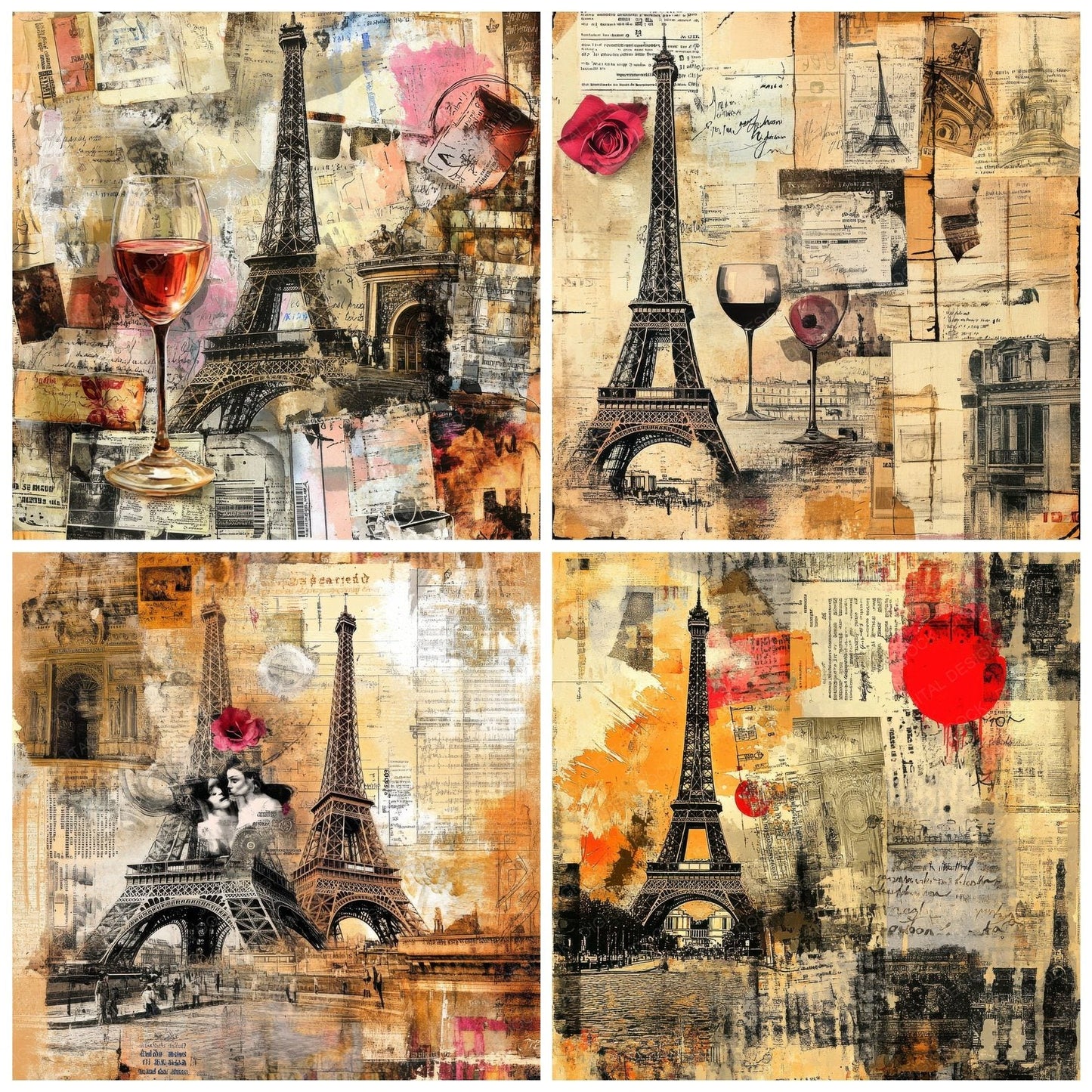 Paris Tower Café Digital Paper Pack (DDD002899)