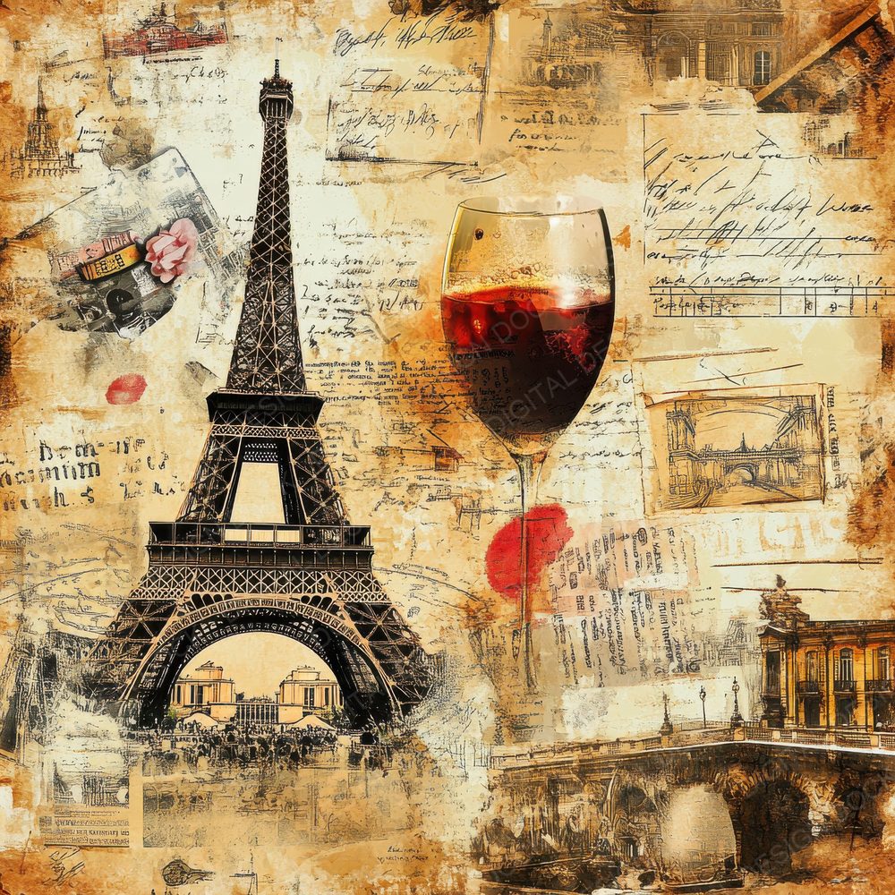 Paris Tower Café Digital Paper Pack (DDD002899)