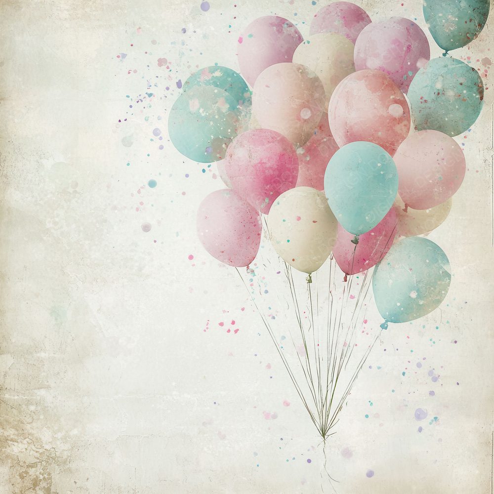 Pastel Balloons Confetti Background Digital Paper Pack (DDD002906)