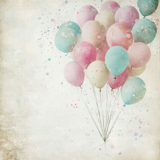 Pastel Balloons Confetti Background Digital Paper Pack (DDD002906)