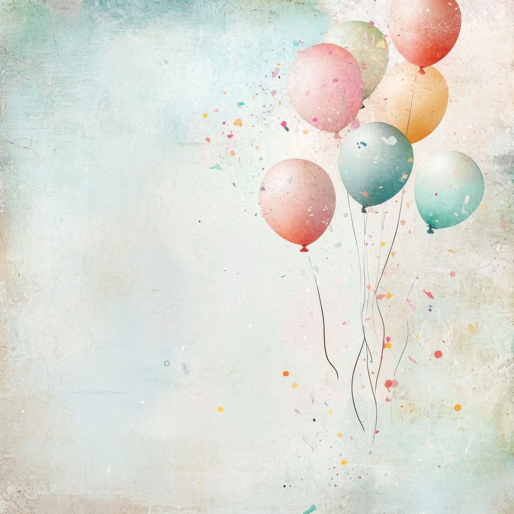Pastel Balloons Confetti Background Digital Paper Pack (DDD002906)