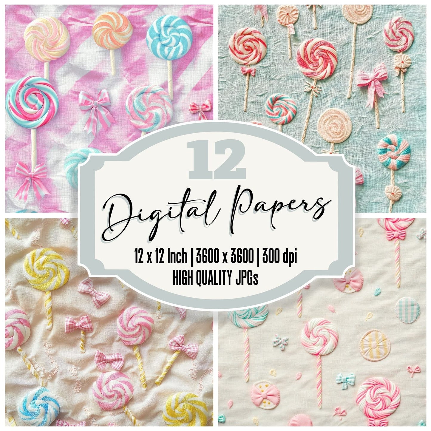 Pastel Candy Fabric Background Digital Paper Pack (DDD002910)