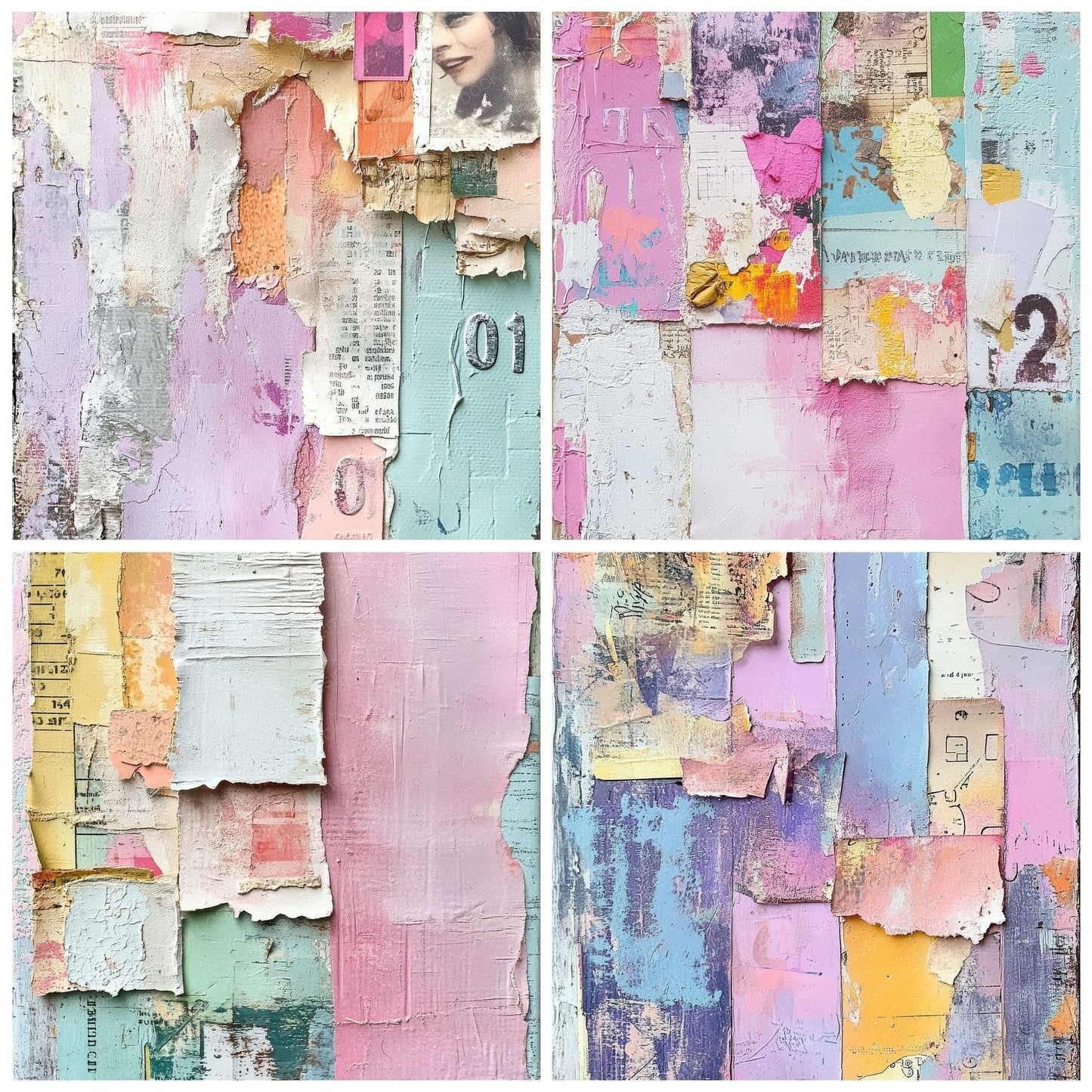 Pastel Collage Layers Digital Paper Pack (DDD002916)
