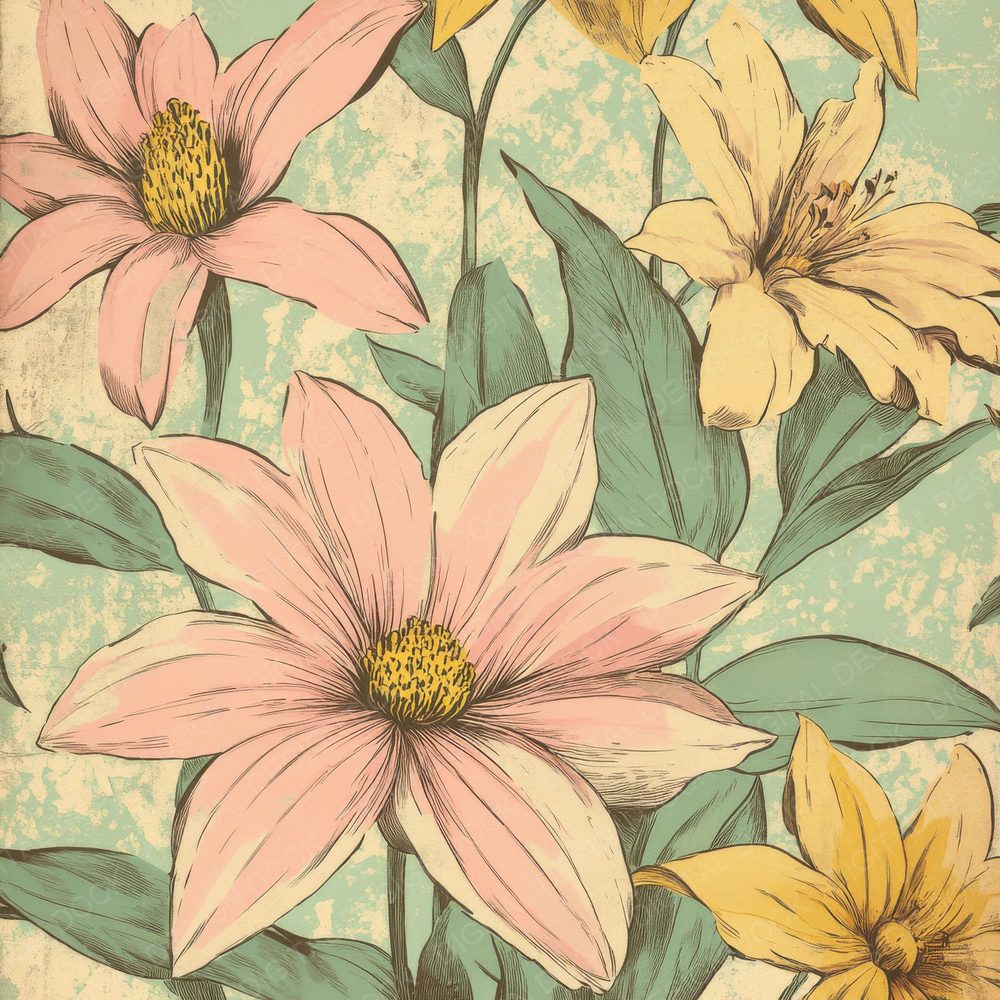 Pastel Halftone Florals Digital Paper Pack (DDD002921)