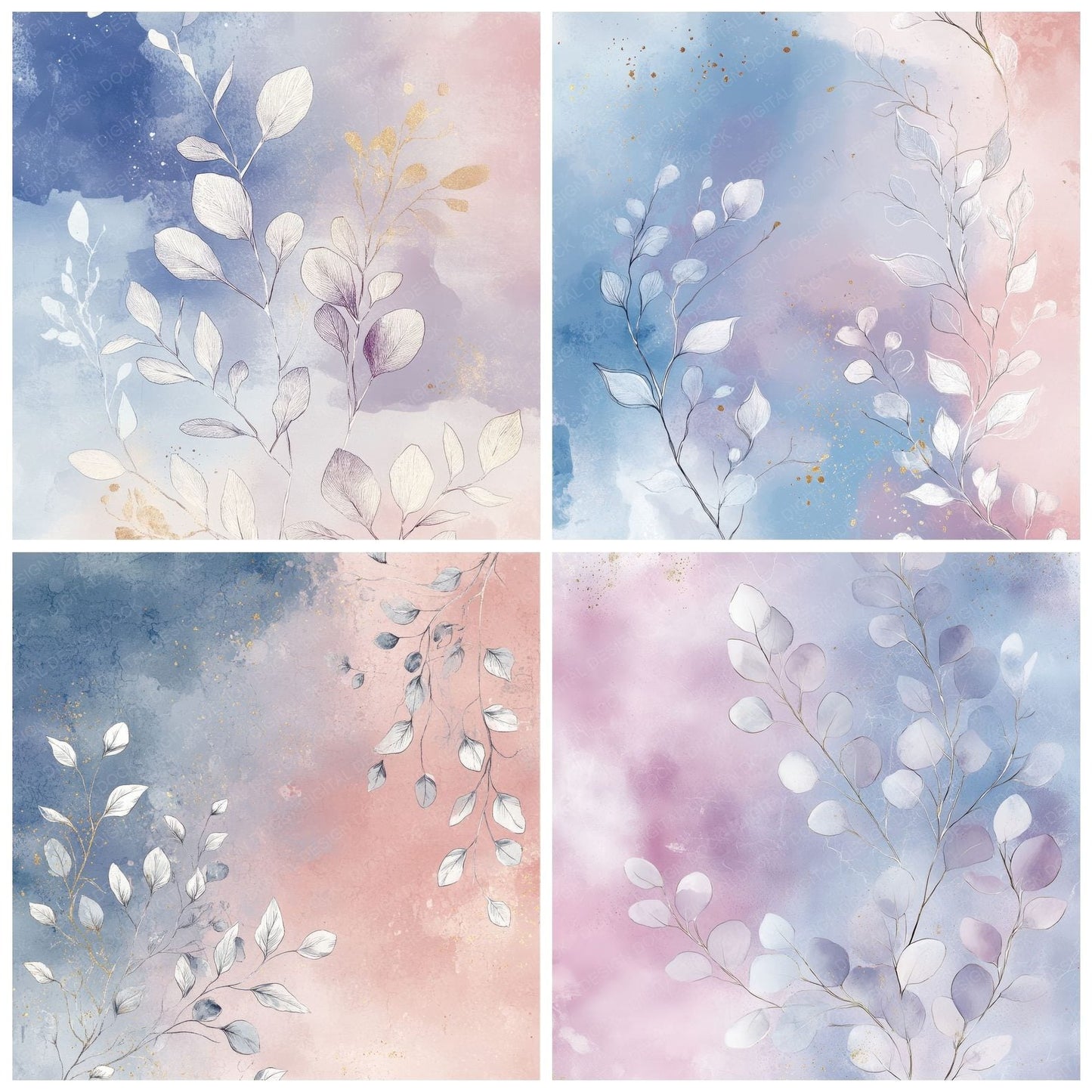 Pastel Ink Petals Digital Paper Pack (DDD002923)