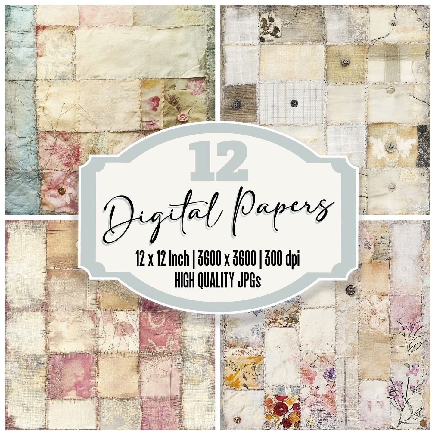 Patchwork Fabric Digital Paper Digital Paper Pack (DDD002940)