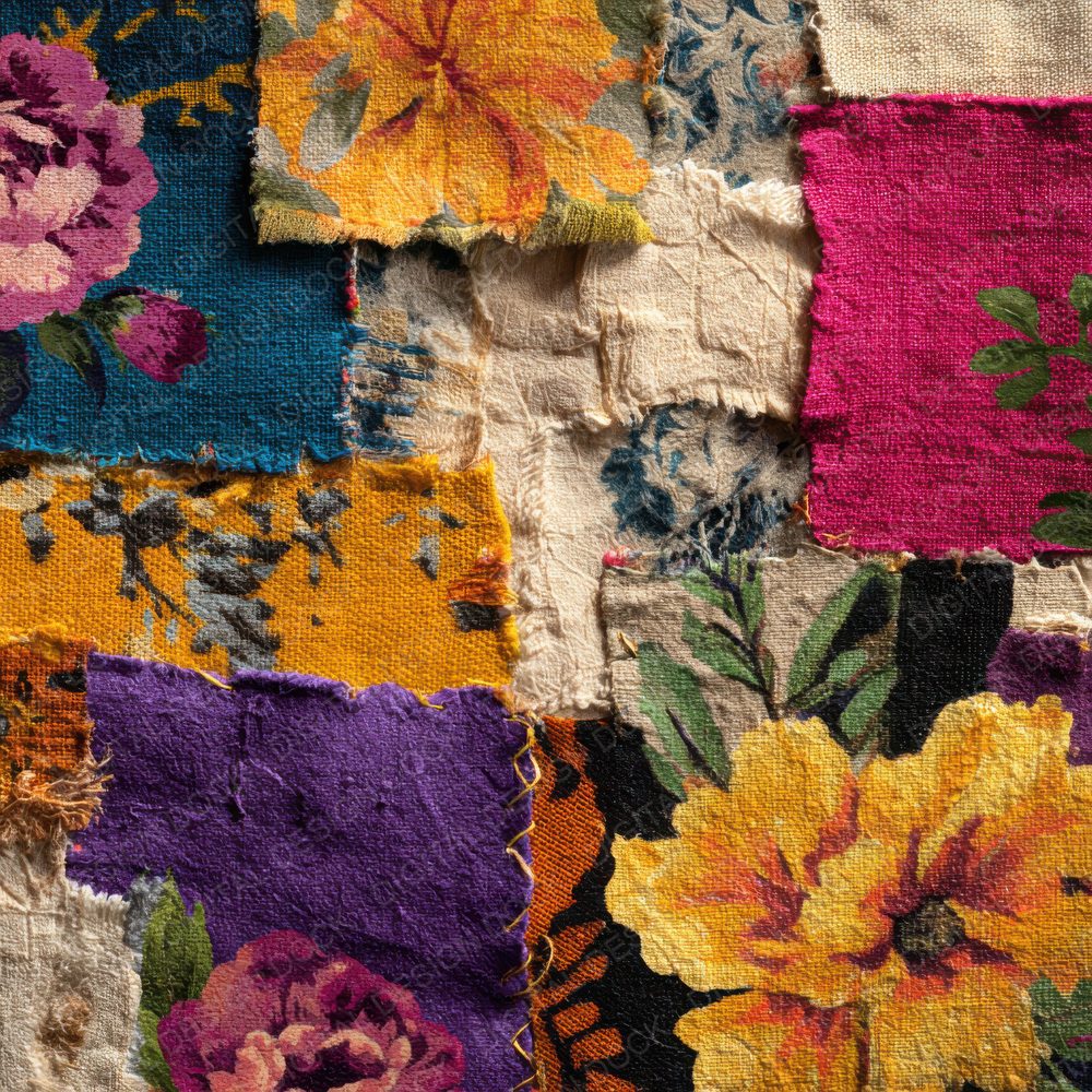 Patchwork Quilt Floral Block Stitch Digital Paper Pack (DDD002944)