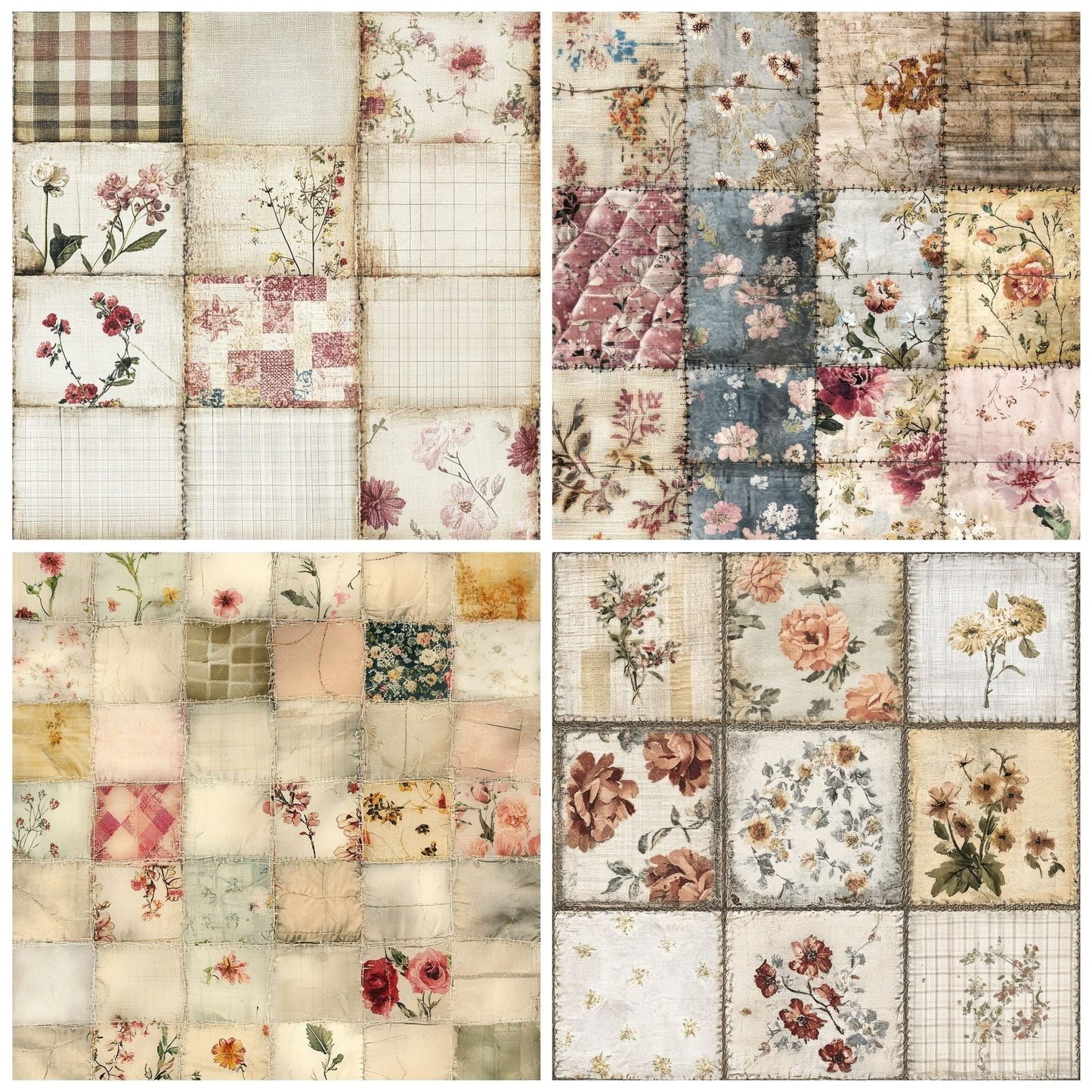 Patchwork Quilt Stitched Background Digital Paper Pack (DDD002945)
