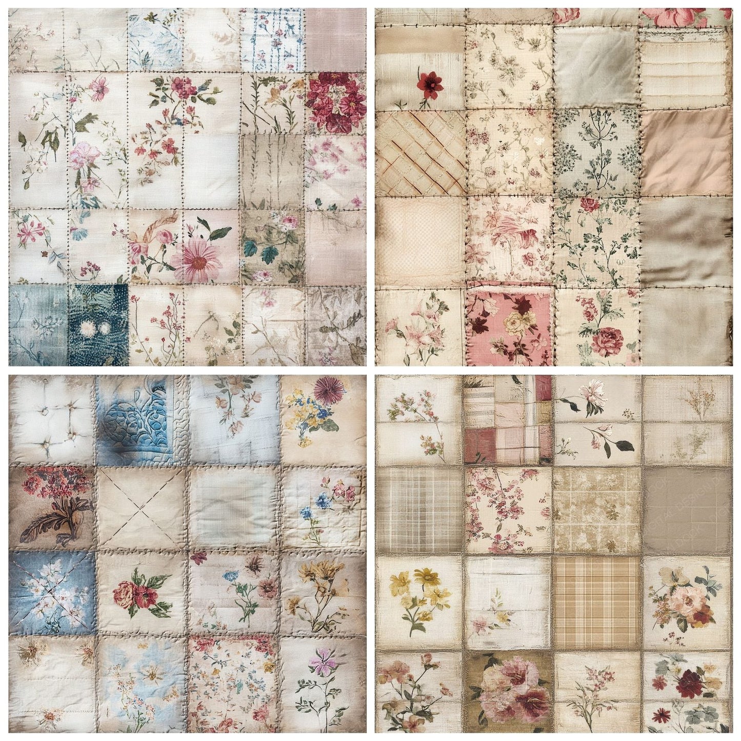 Patchwork Quilt Stitched Background Digital Paper Pack (DDD002945)
