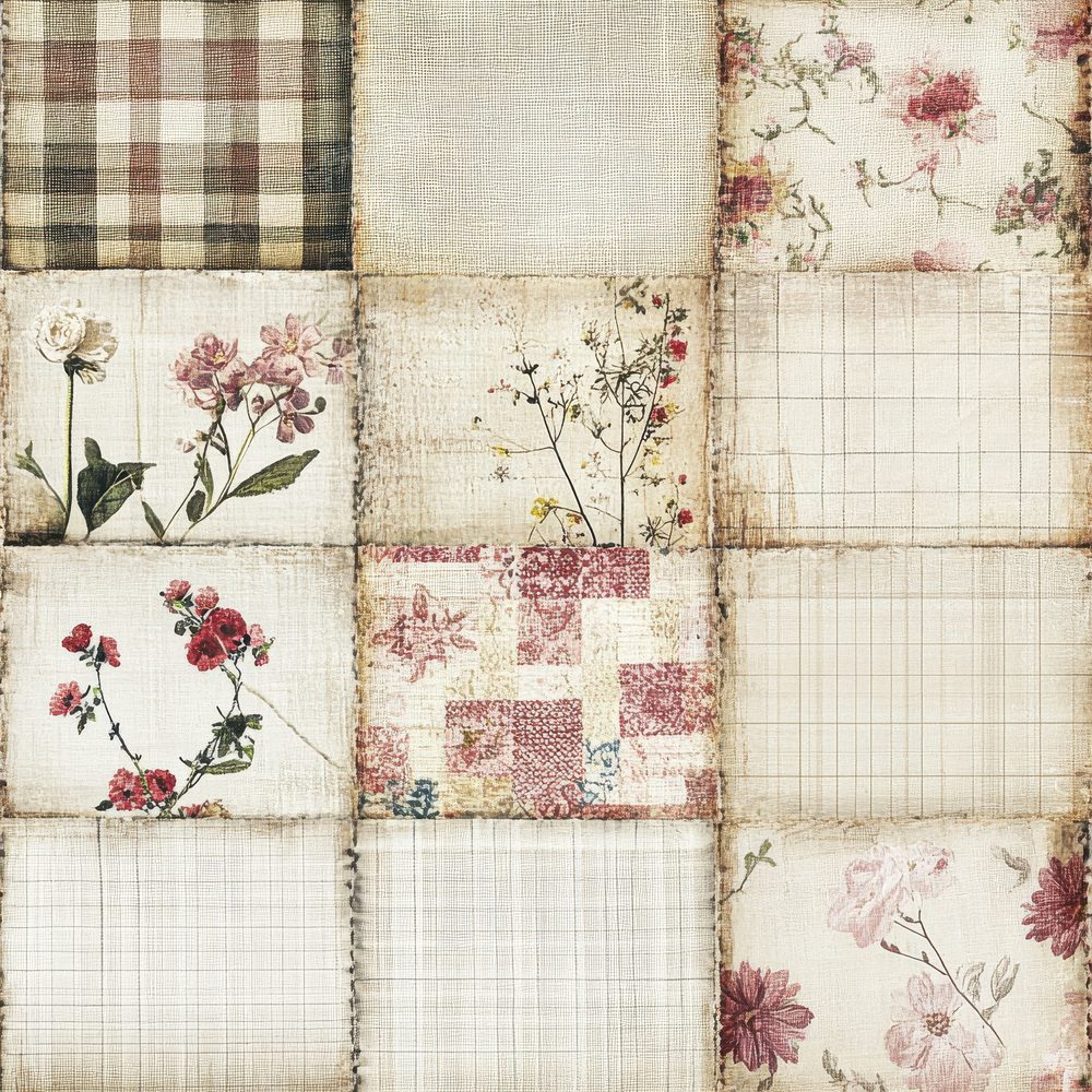 Patchwork Quilt Stitched Background Digital Paper Pack (DDD002945)