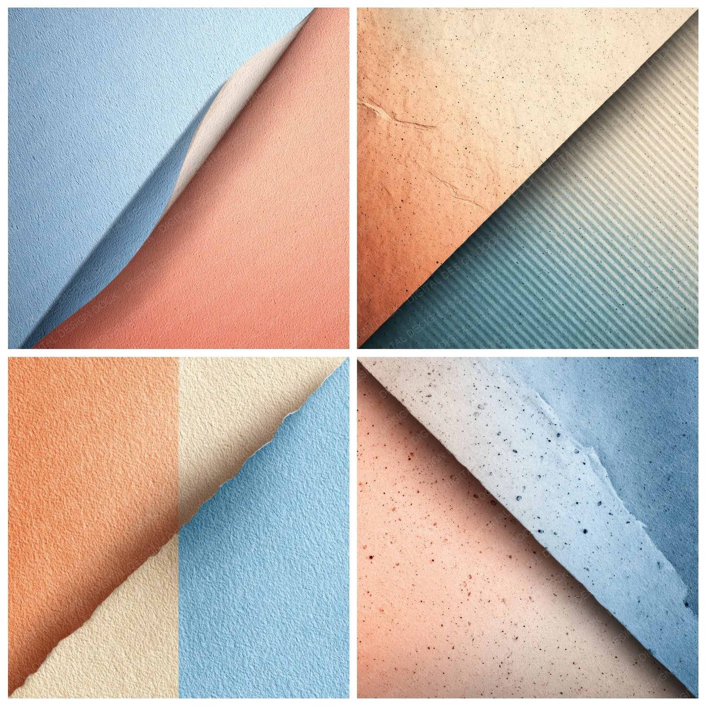 Peach Blue Line Digital Paper Pack (DDD002950)