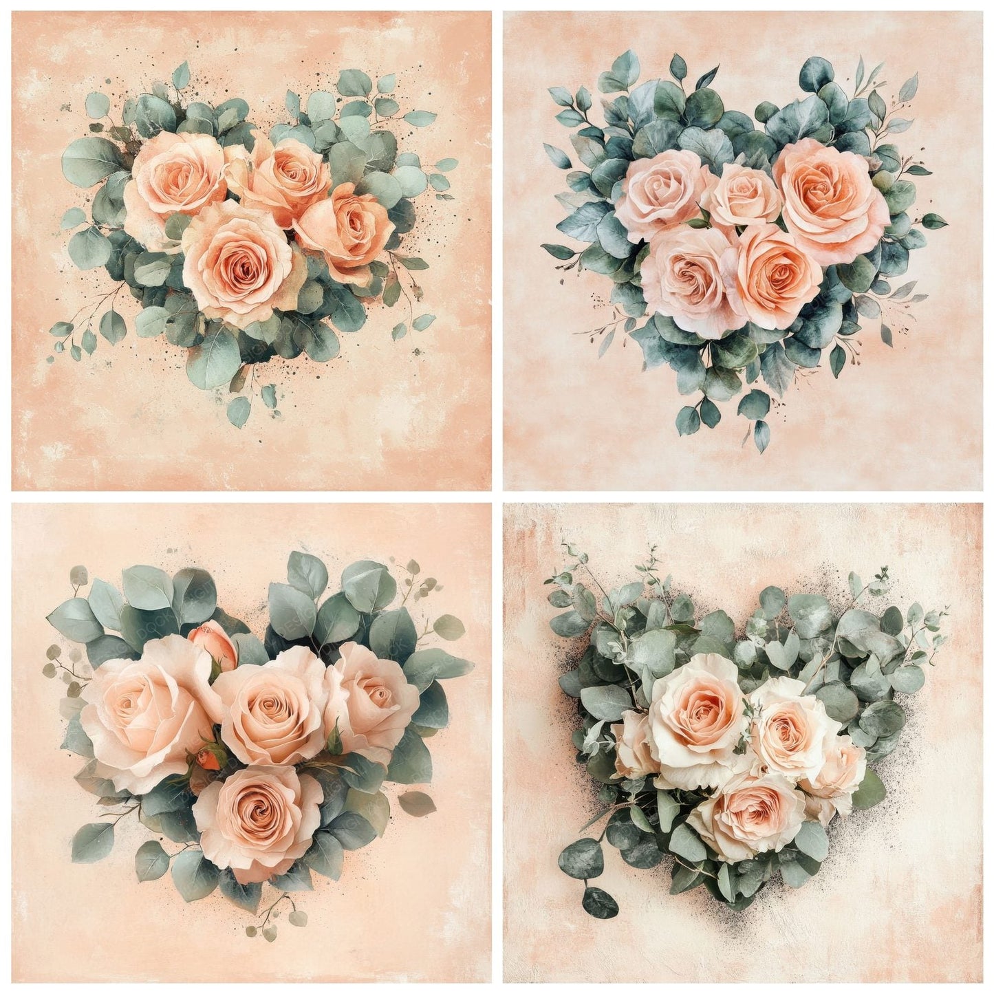 Peach Bouquet Love Digital Paper Pack (DDD002951)