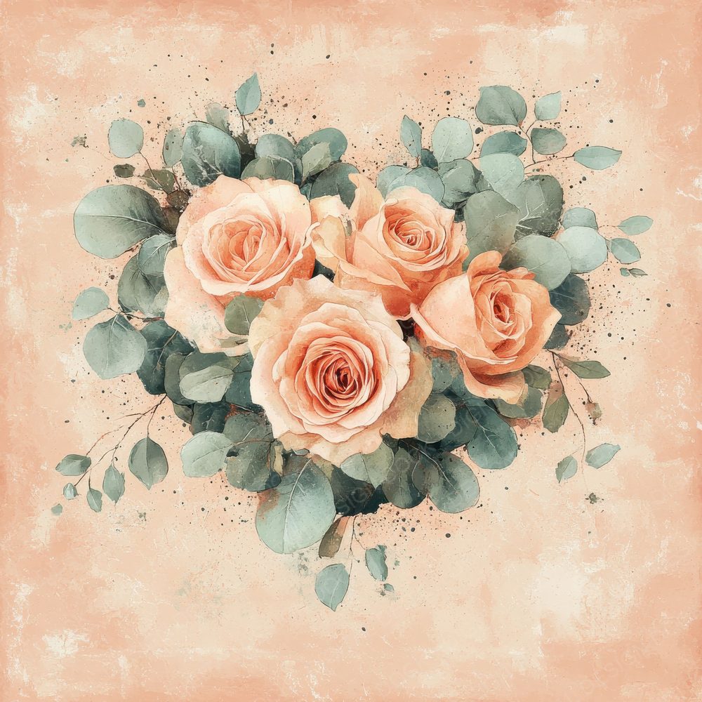 Peach Bouquet Love Digital Paper Pack (DDD002951)