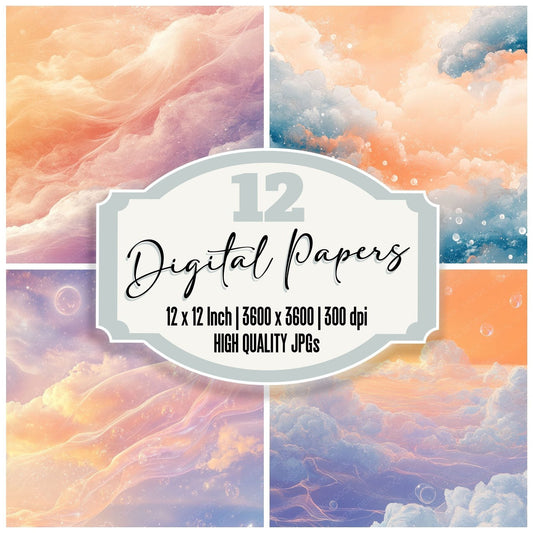 Peach Periwinkle Drift Digital Paper Pack (DDD002957)