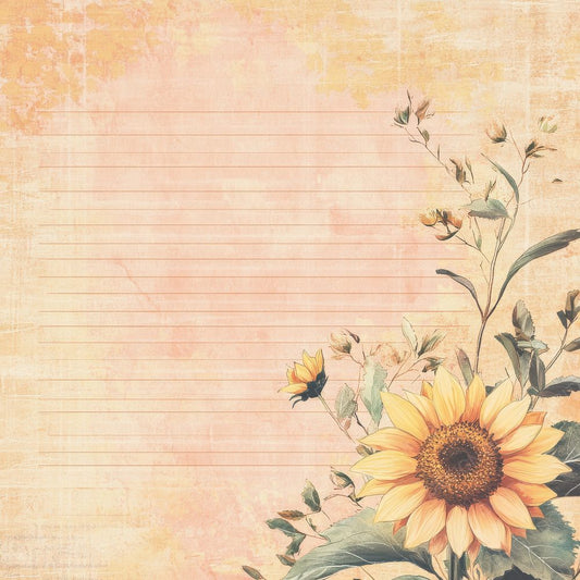 Peach Sunflower Script Digital Paper Pack (DDD002961)