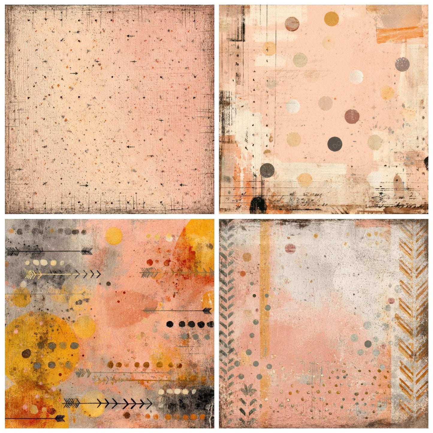 Peach Ticket Arrow Texture Digital Paper Pack (DDD002962)