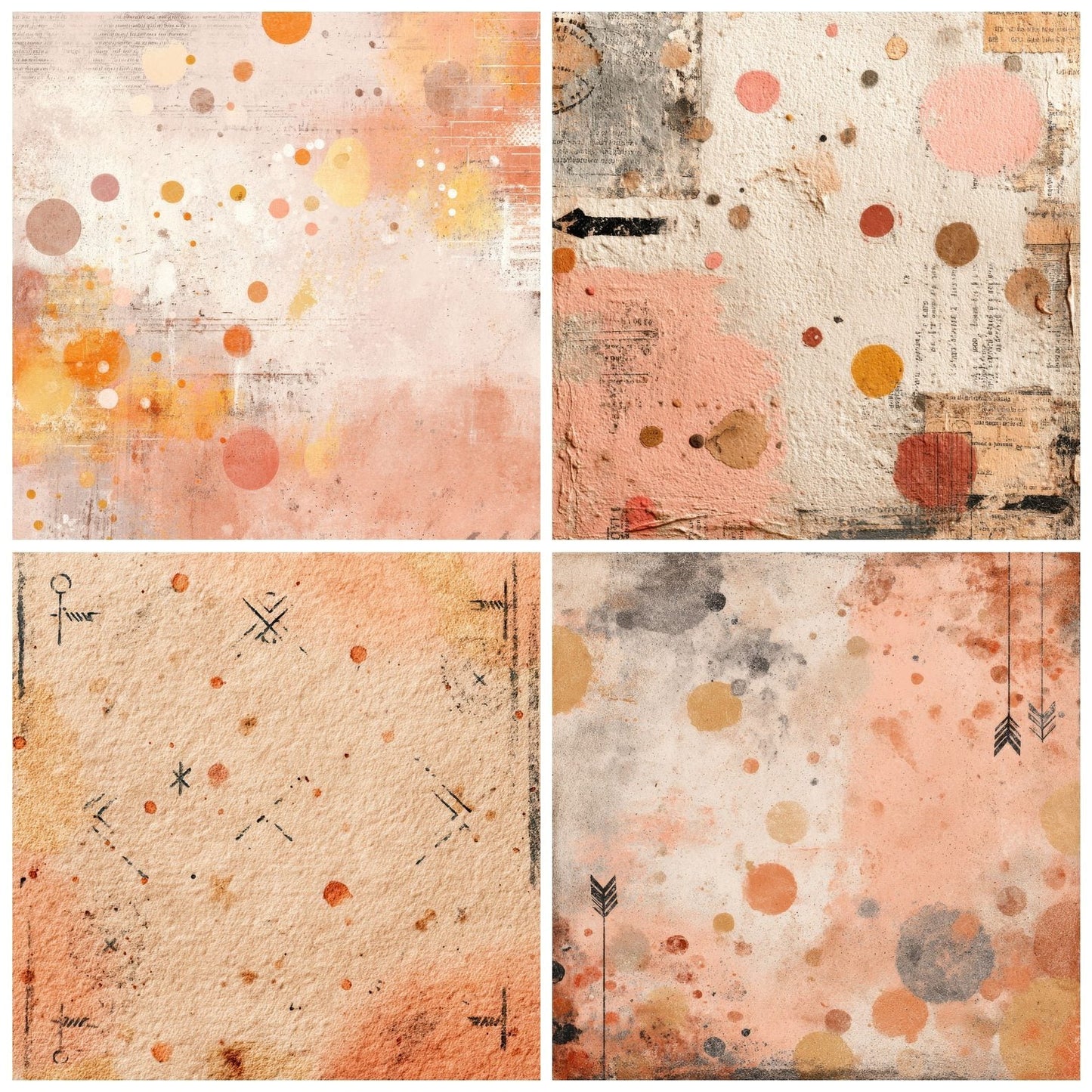 Peach Ticket Arrow Texture Digital Paper Pack (DDD002962)
