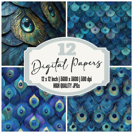 Peacock Jewel Scale Digital Paper Pack (DDD002964)