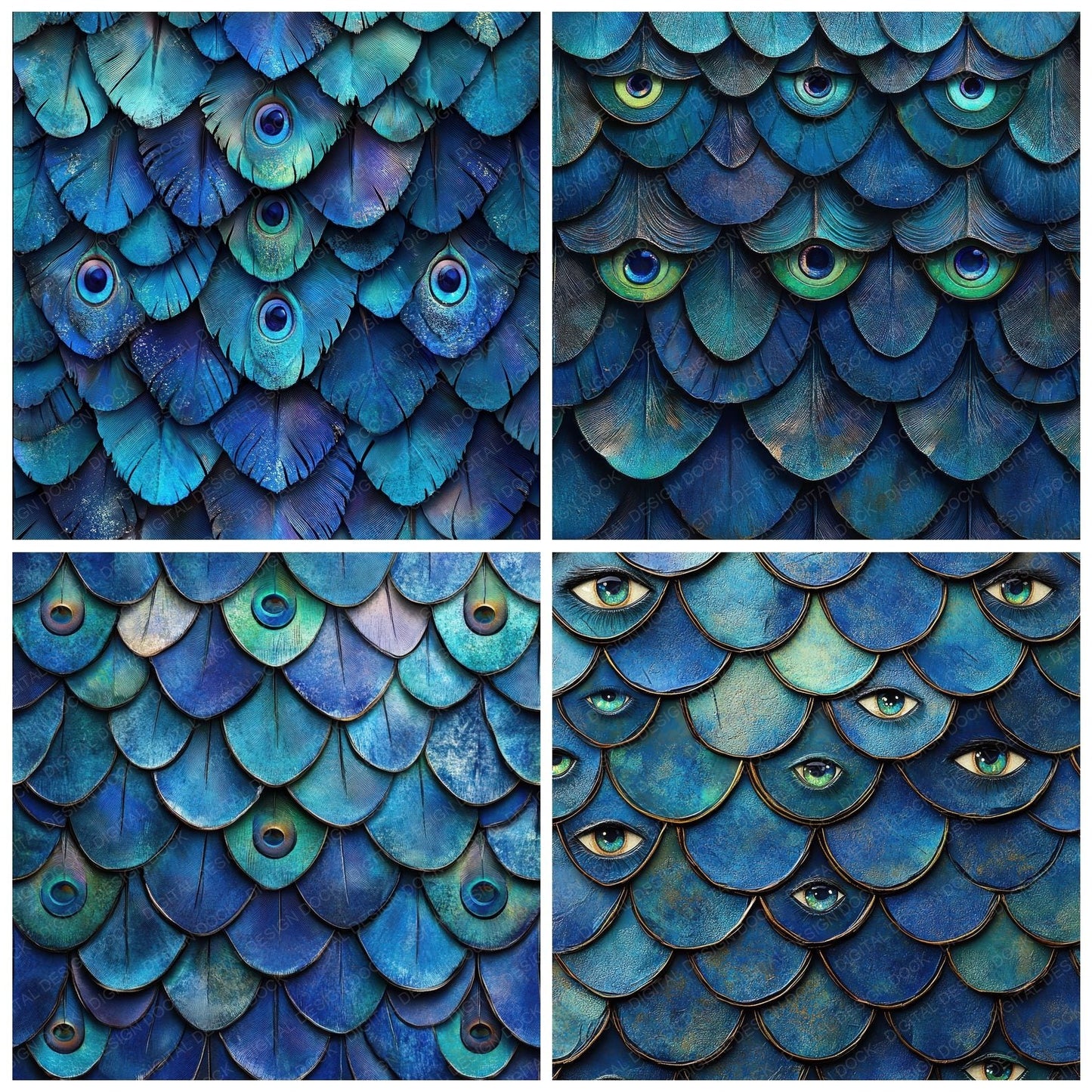 Peacock Jewel Scale Digital Paper Pack (DDD002964)