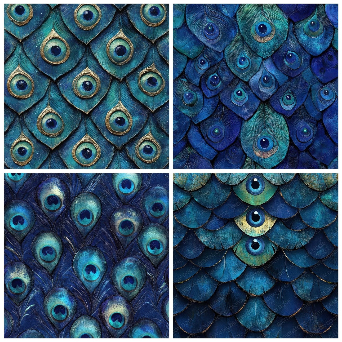 Peacock Jewel Scale Digital Paper Pack (DDD002964)