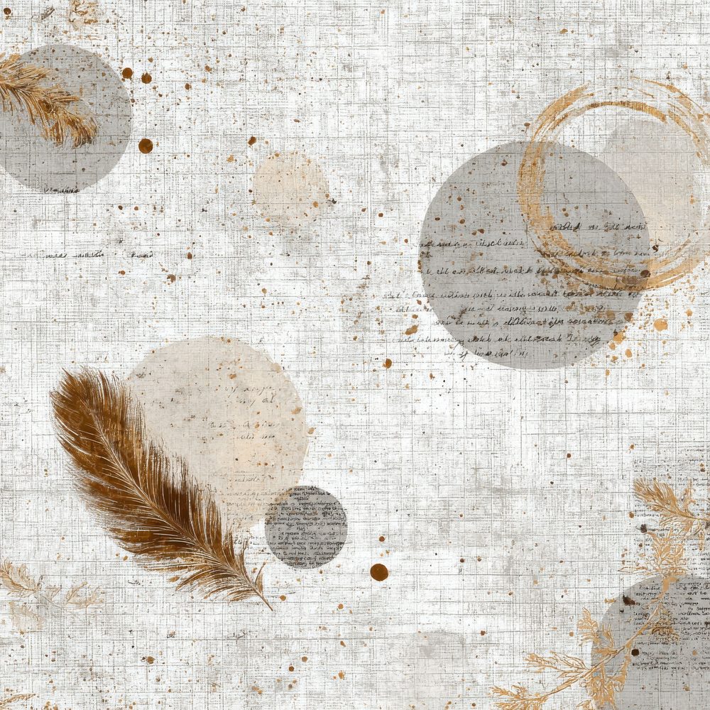 Pearl Coffee Feather Grid Digital Paper Pack (DDD002966)