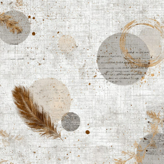 Pearl Coffee Feather Grid Digital Paper Pack (DDD002966)