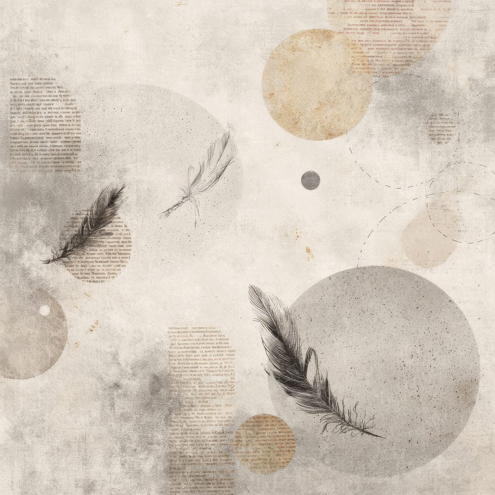 Pearl Coffee Feather Grid Digital Paper Pack (DDD002966)