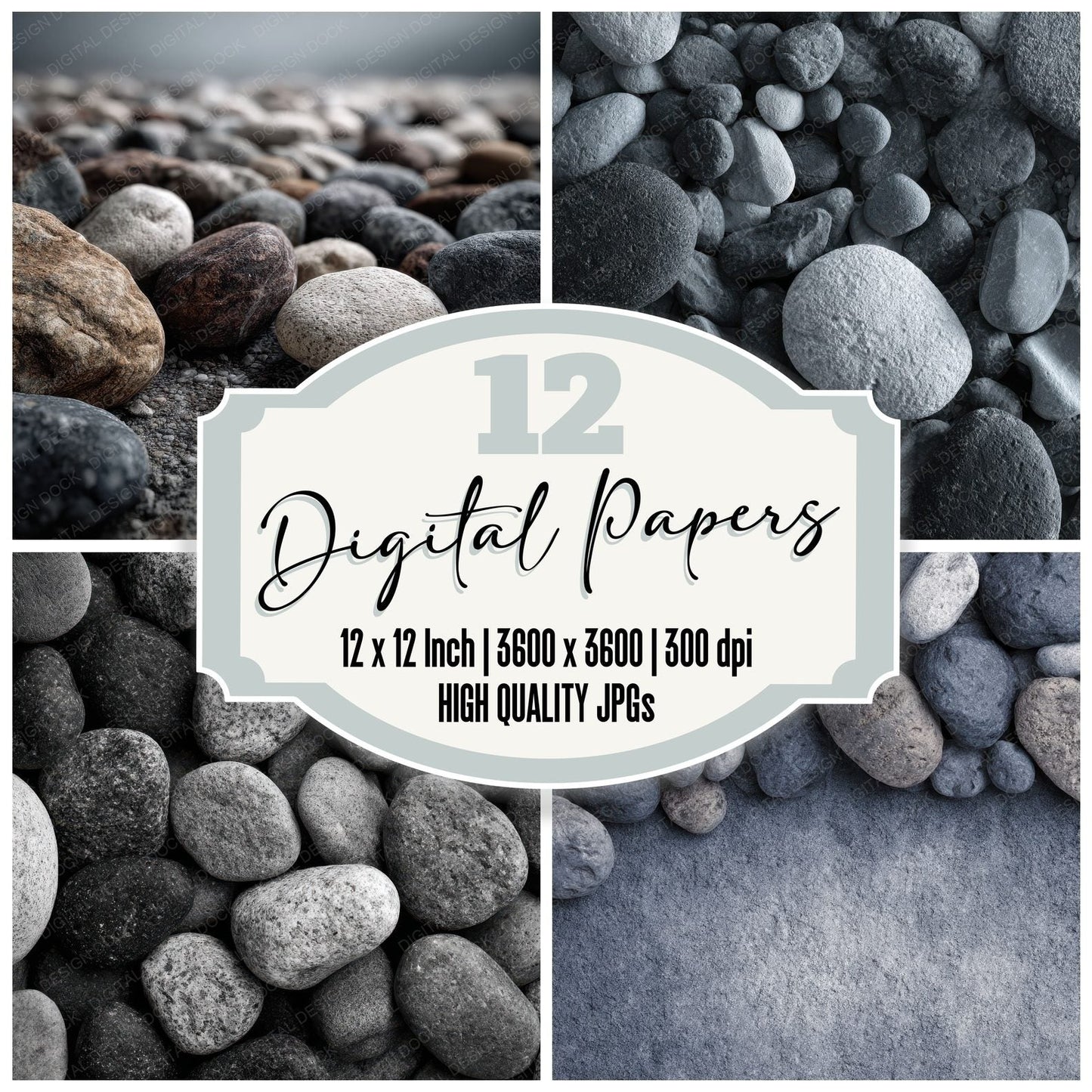 Pebble Grey Fog Natural Grain Digital Paper Pack (DDD002970)