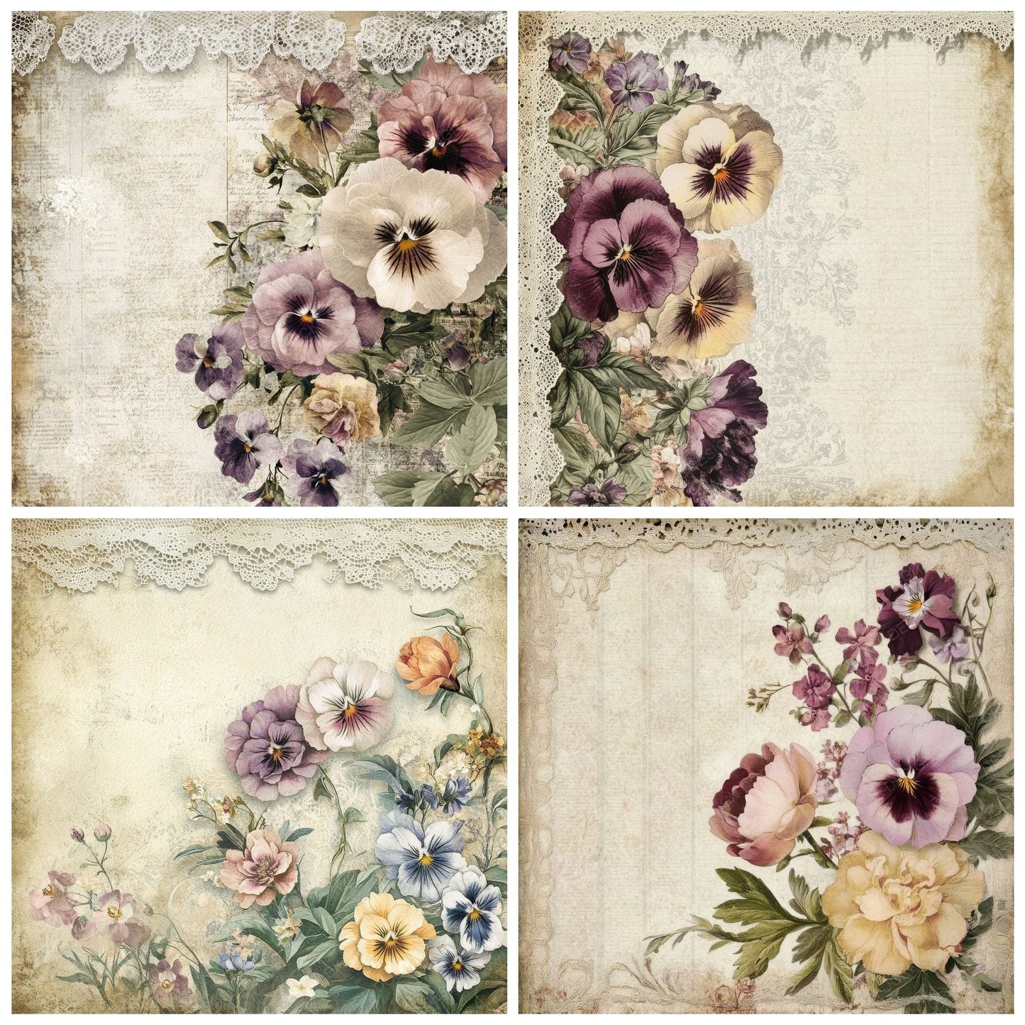 Peony Calling Card Border Digital Paper Pack (DDD002972)