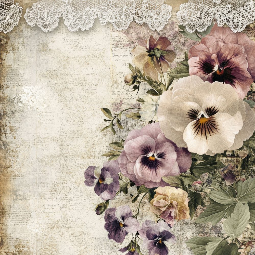 Peony Calling Card Border Digital Paper Pack (DDD002972)