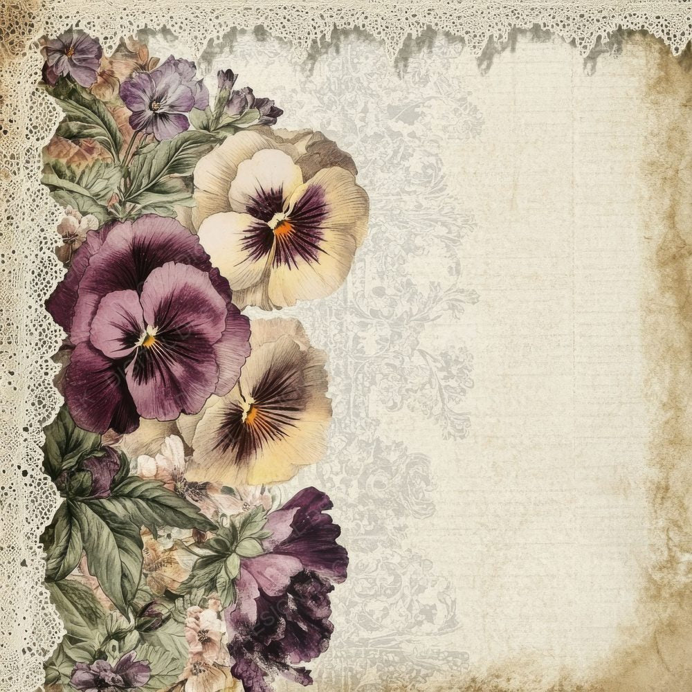 Peony Calling Card Border Digital Paper Pack (DDD002972)