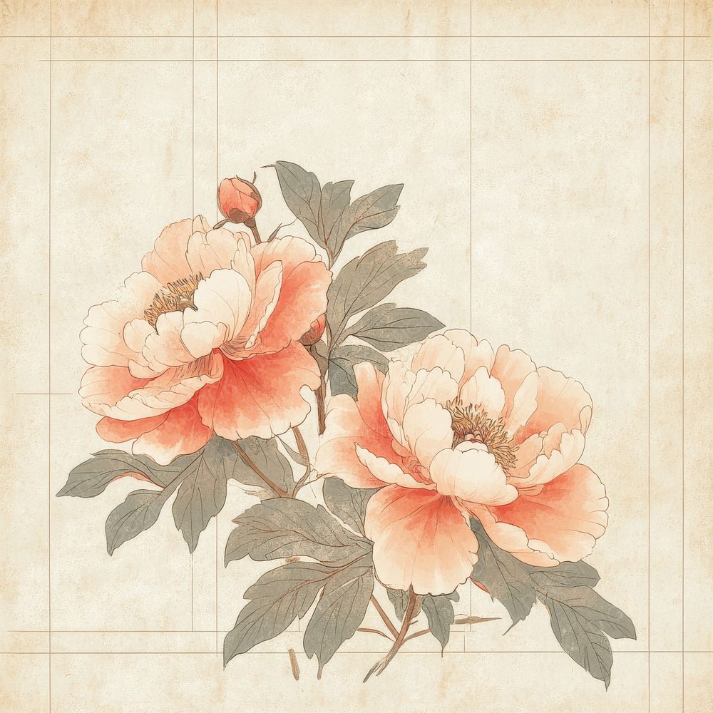 Peony Ukiyo Border Digital Paper Pack (DDD002975)