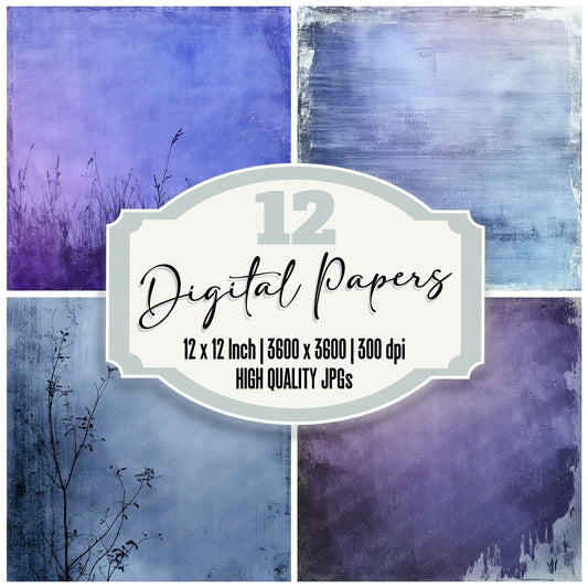 Periwinkle Blur Silhouette Digital Paper Pack (DDD002976)